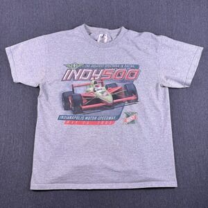 Vintage Logo Athletic Mens Gray Indianapolis Indy 500 Heavyweight T-Shirt Size L